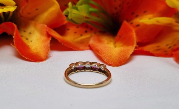 9ct Yellow Gold Purple and Green Stone Dress Ring TW384474 - Image 8