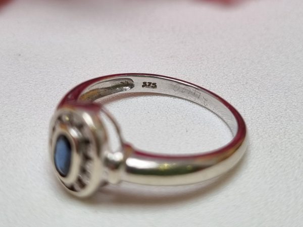 9ct White Gold Blue Stone and Diamond Halo Ring TW375734 - Image 9