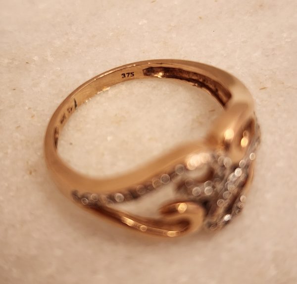 Ladies 9CT Rose Gold and Diamond Statement Ring- IP384752 - Image 7