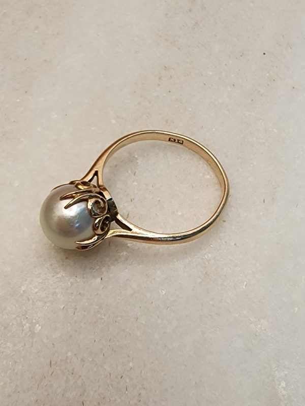Ladies 14CT Yellow Gold Pearl Ring - IP348499 - Image 5