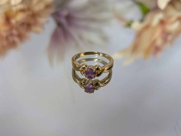 Ladies 10CT Yellow Gold and Purple Stone Ring (2.1gms) - BP369003 - Image 2