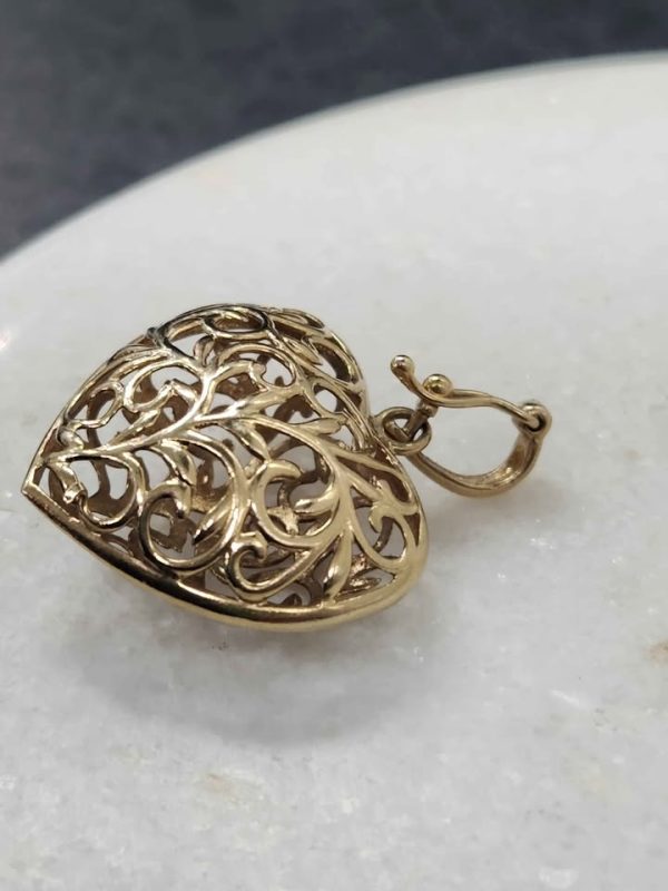9CT YELLOW GOLD HOLLOW HEART PENDANT #GN388408-1 - Image 9
