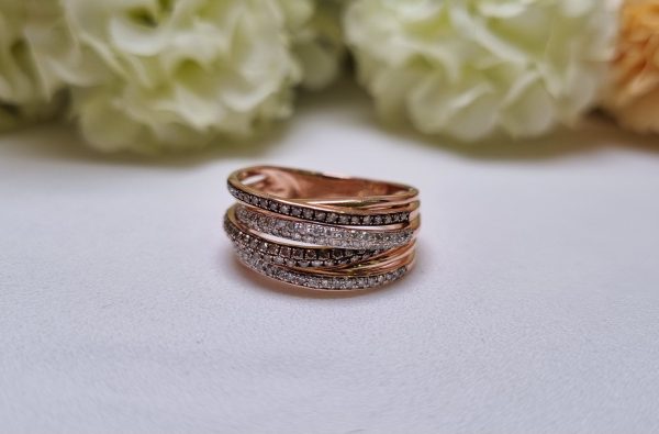 14ct Rose Gold Layered Channel Set Ring TW382667 - Image 6
