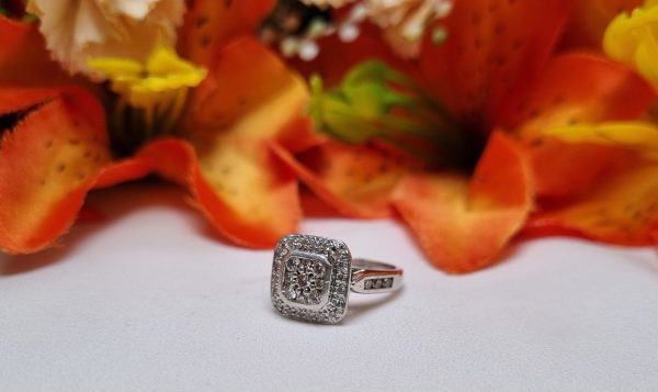 9ct White Gold diamond Cluster/Halo Ring TW384824 - Image 7