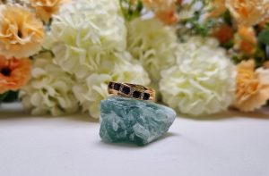 9ct Yellow Gold Channel Set Blue Stone Ring TW370886