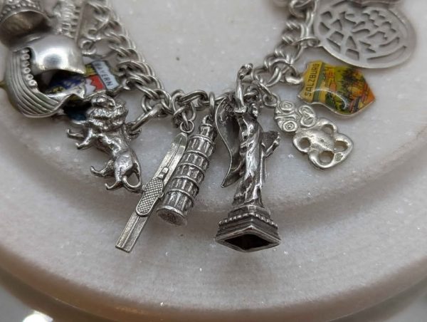 Sterling Silver World Travel 27-Charm Bracelet (48.62gms) - BP384850 - Image 2