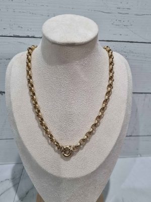 9CT YELLOW GOLD OVAL BELCHER LINK NECKLACE TW384816