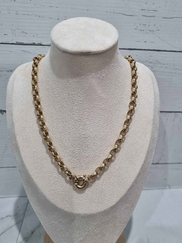9CT YELLOW GOLD OVAL BELCHER LINK NECKLACE TW384816