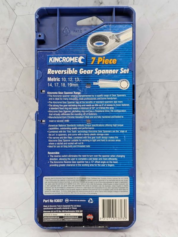 Kincrome 7 Pce Metric Gear Spanner Set (K3037) - BP391386 - Image 6