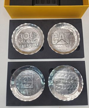 Caterpillar 100 Year Anniversary Metal Coaster Set and Stand w/ Display Box - IP388951