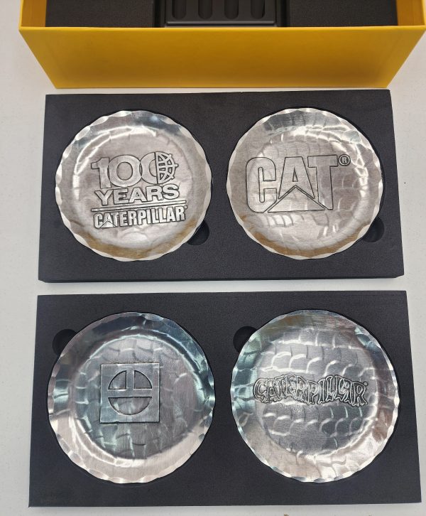 Caterpillar 100 Year Anniversary Metal Coaster Set and Stand w/ Display Box - IP388951