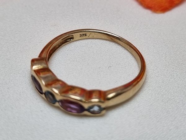 9ct Yellow Gold Purple and Green Stone Dress Ring TW384474 - Image 7