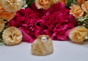 9ct Yellow Gold Pearl Solitaire Ring TW383748