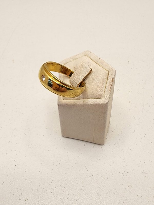 Unisex 18CT Yellow Gold Ring with Single Embedded  Diamond - IP351828 - Image 10