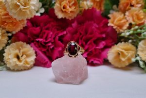 9ct Yellow Gold Red Stone Solitaire Ring TW370441