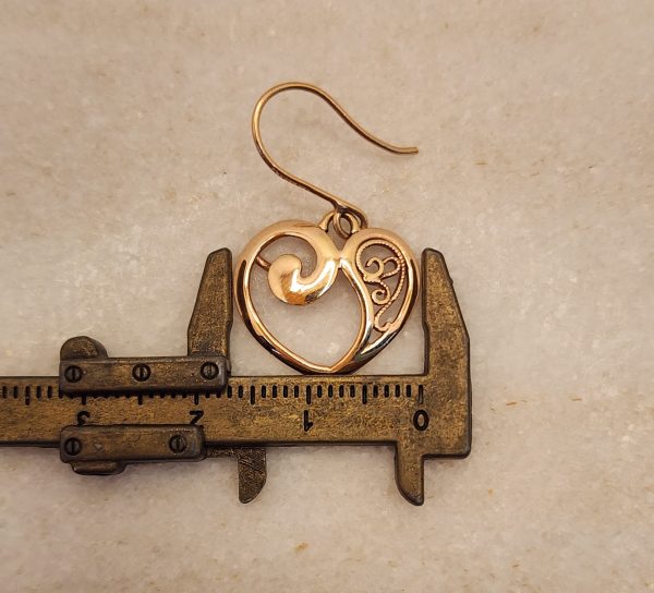 Ladies 9ct Rose Gold Heart Dangle Earrings - IP384757 - Image 13