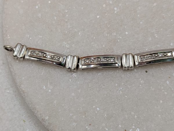 Ladies 9CT White Gold Clear Stone Bracelet (8.6gms) - BP344792 - Image 2
