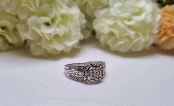 9ct White Gold Channel Set Halo Ring TW382668 - Image 8
