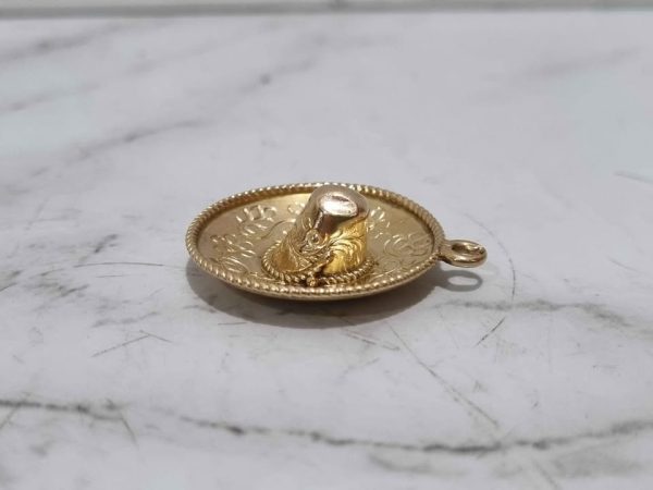 14CT YELLOW GOLD SOMBRERO HAT PENDANT TW384818-4 - Image 9