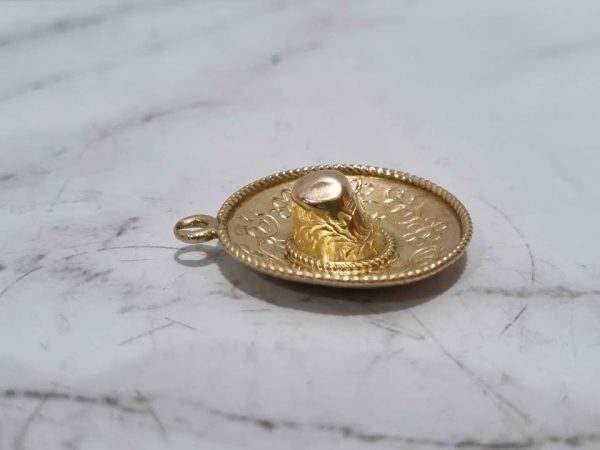 14CT YELLOW GOLD SOMBRERO HAT PENDANT TW384818-4 - Image 5