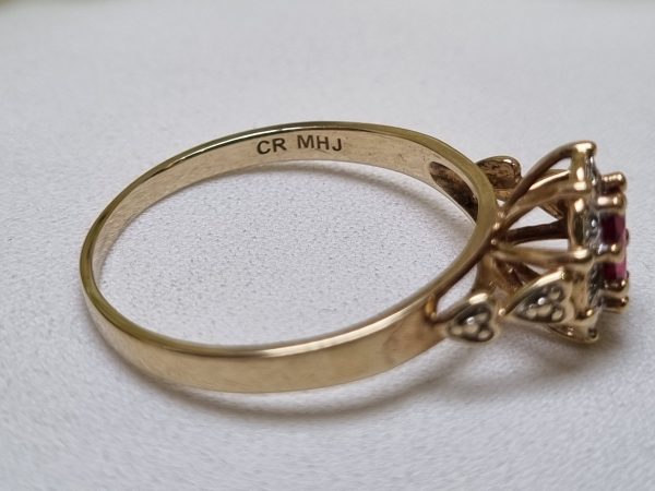 10ct Yellow Gold Red Stone Halo Ring TW370870 - Image 4