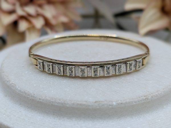 Ladies 9CT Yellow Gold Diamond Bangle (17.32gms) - BP376687 - Image 2