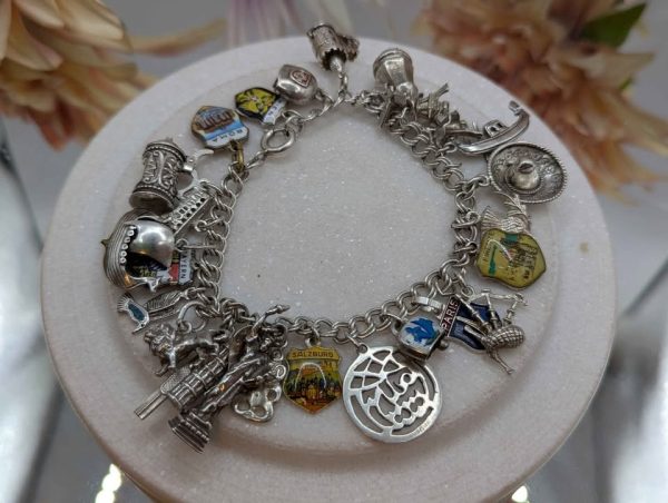 Sterling Silver World Travel 27-Charm Bracelet (48.62gms) - BP384850