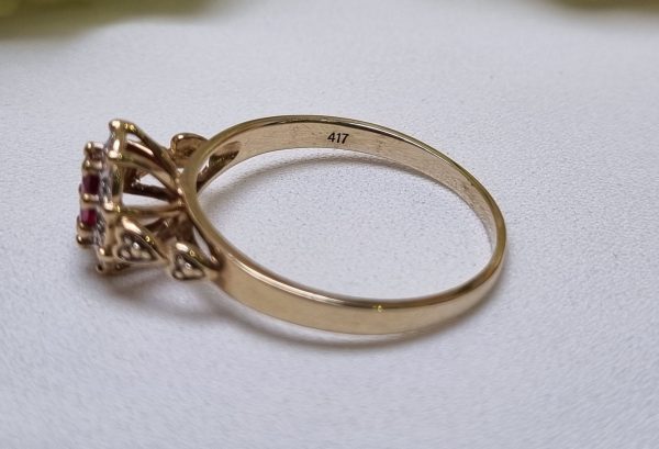 10ct Yellow Gold Red Stone Halo Ring TW370870 - Image 3