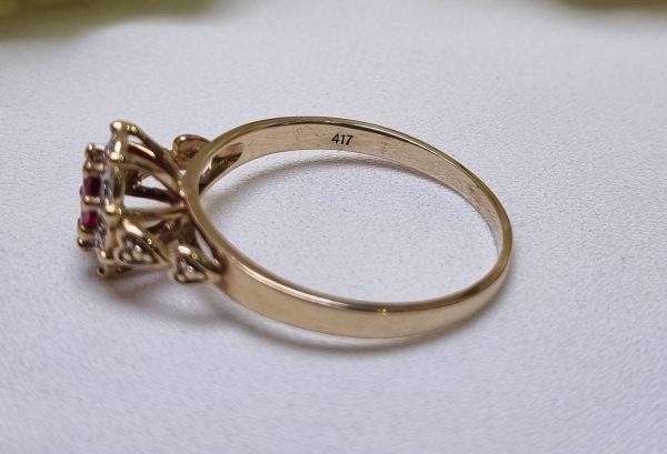 10ct Yellow Gold Red Stone Halo Ring TW370870 - Image 8