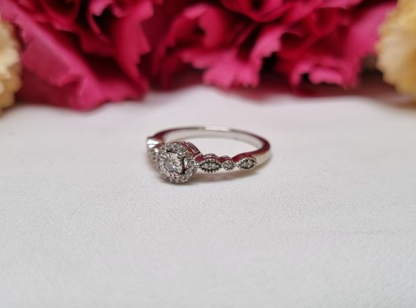 10ct White Gold Diamond Halo Ring TW376646 - Image 2