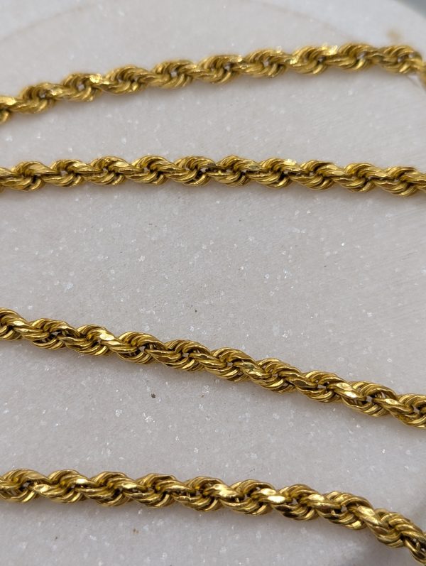 Ladies 22CT Yellow Gold Cross Pendant Rope Chain Necklace (24.2gms) - BP390027 - Image 8