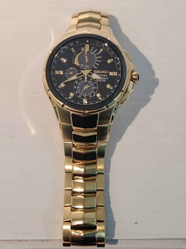 MENS GOLD SEIKO WATCH  (V198-OAB0) #GN390537 - Image 8