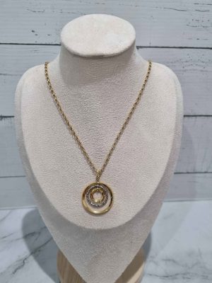 9CT YELLOW GOLD CABLE CHAIN NECKLACE WITH PENDANT TW386925