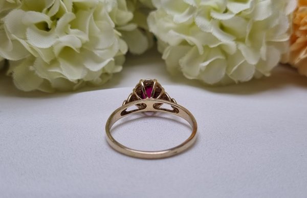 10ct Yellow Gold Red Stone Halo Ring TW370870 - Image 5