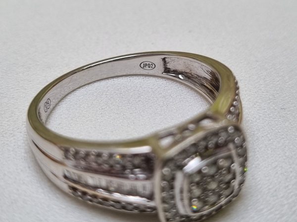 9ct White Gold Channel Set Halo Ring TW382668 - Image 11