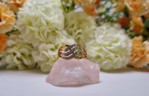 9ct Yellow Gold Channel Set Weave Ring TW370879