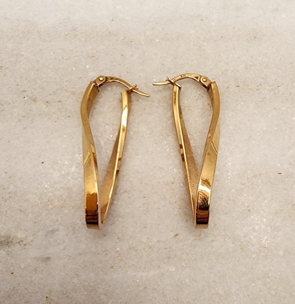 Ladies 9CT Rose Gold Statement Twirl Hoops - IP384756 - Image 15