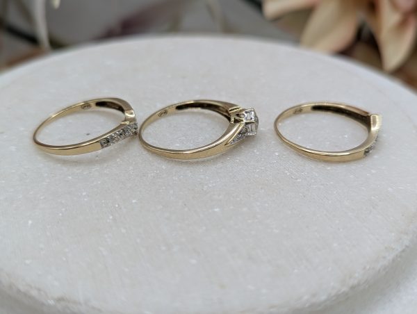 Ladies 9CT Yellow Gold Diamond Bridal Set Rings (4.4gms) - BP372059 - Image 7