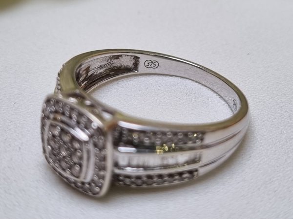 9ct White Gold Channel Set Halo Ring TW382668 - Image 4