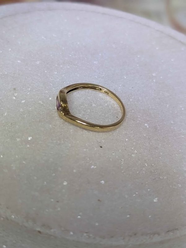 Ladies 9CT Yellow Gold and Pink Stone Ring (1.5gms) - BP361283