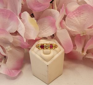Ladies 14CT Yellow Gold Ring with Rubies and Diamonds Valuated - IP354365
