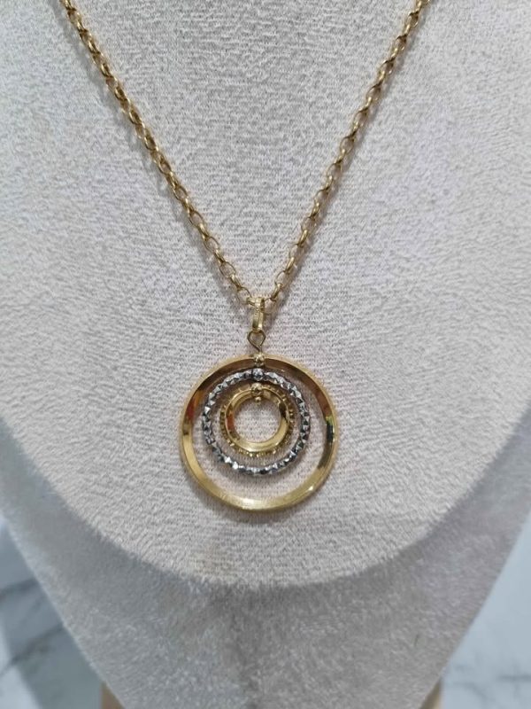 9CT YELLOW GOLD CABLE CHAIN NECKLACE WITH PENDANT TW386925 - Image 8