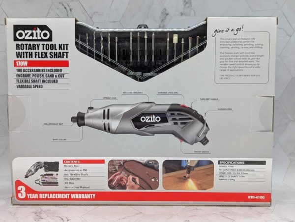 Sealed Ozito 170W Rotary Tool Kit With Flex Shaft (RTR-4100) - BP389919 - Image 3
