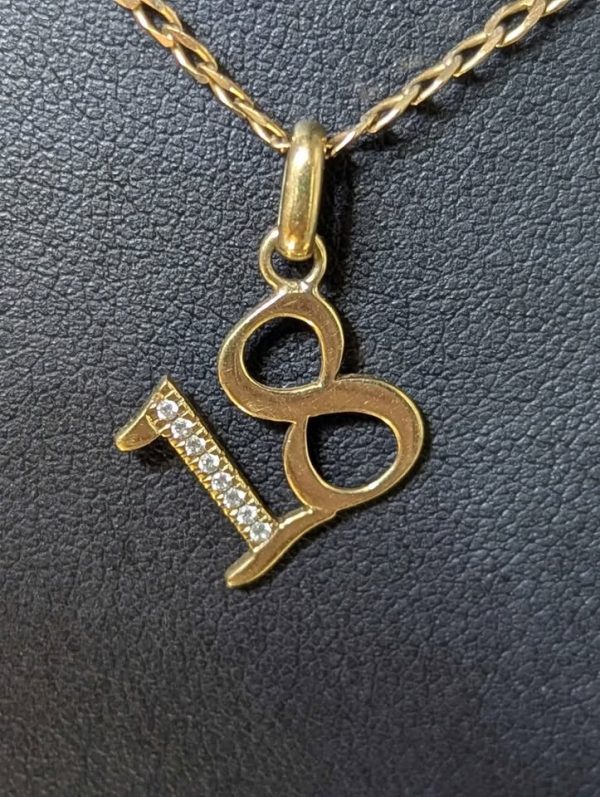 Unisex 9ct Yellow Gold Necklace With "18" Pendant (3.0gms) - BP361336 - Image 3