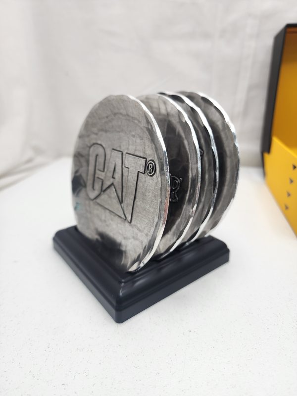 Caterpillar 100 Year Anniversary Metal Coaster Set and Stand w/ Display Box - IP388951 - Image 8