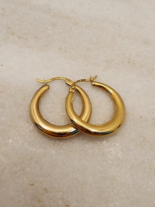 Ladies 9CT Yellow Gold Chunky Hoops - IP384760 - Image 7