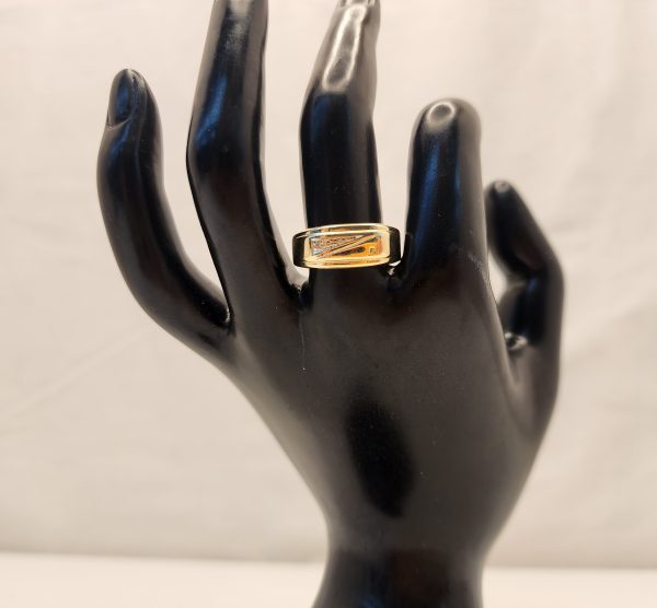 Men's 9CT Yellow Gold Illusion Signet Ring - IP381712 - Image 6