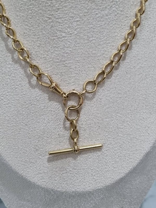 18CT YELLOW GOLD FOB CHAIN NECKLACE TW384815 - Image 8