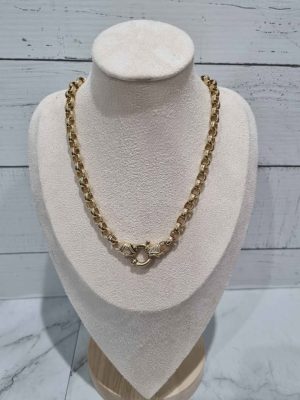 10CT YELLOW GOLD OVAL BELCHER LINK NECKLACE TW388746
