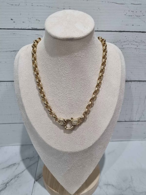 10CT YELLOW GOLD OVAL BELCHER LINK NECKLACE TW388746
